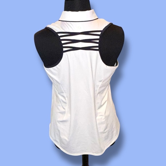 JOFIT Women’s Racerback Sleeveless Golf Polo - White/ Navy XXL - Picture 4 of 12